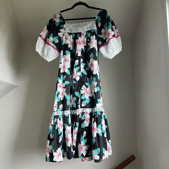 T&L MuuMuu Hawaiian Ruffle Long Muumuu Dress Floral Flounce Girl Size 13? - Picture 1 of 7